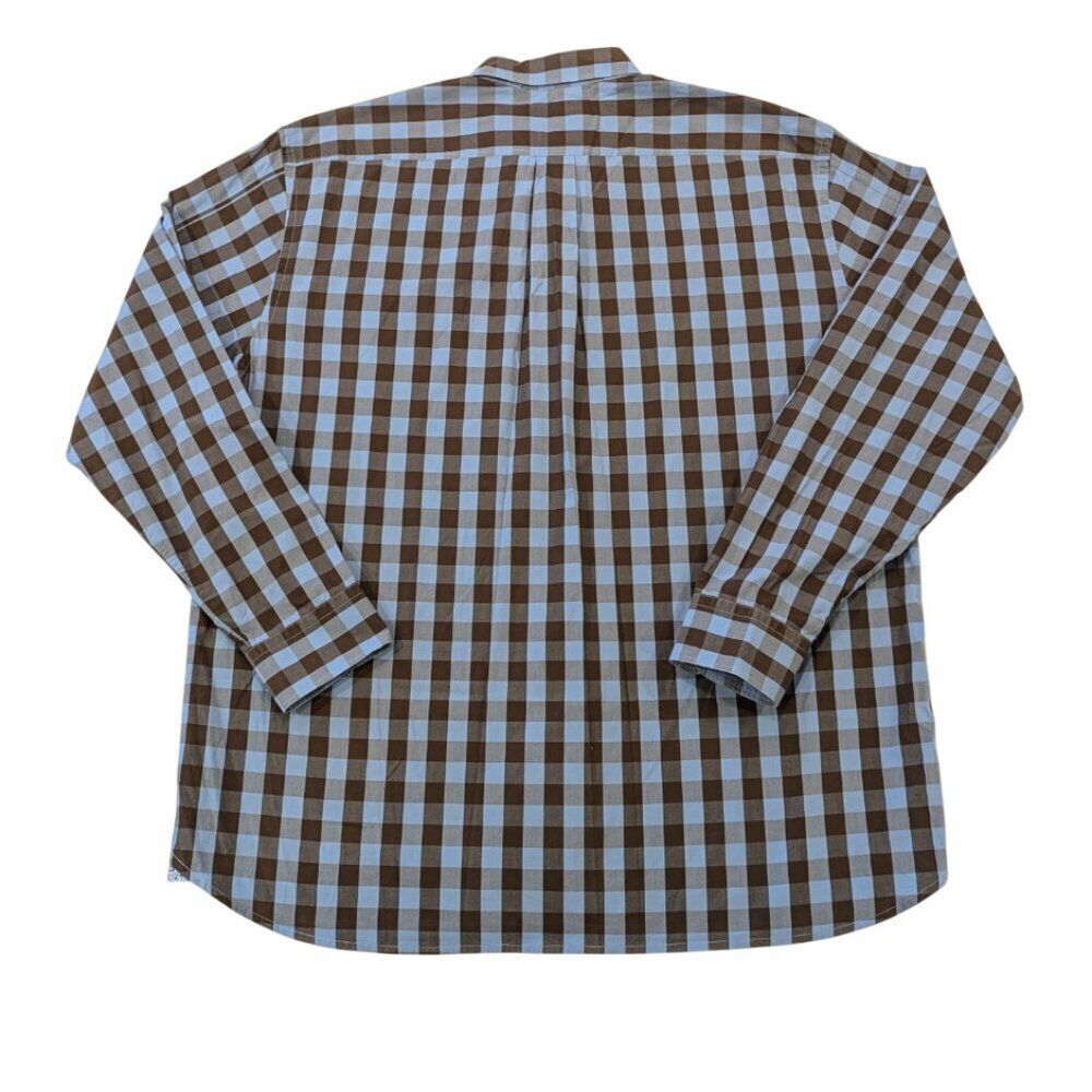 TOMMY BAHAMA Pima Cotton Shirt XXL Blue Brown Checkered Print Button Up Shirt - Picture 2 of 10